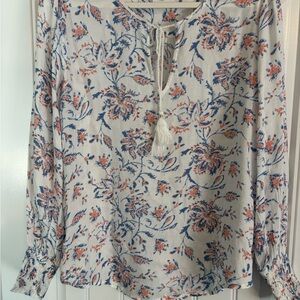 Lucky Brand Blue and Orange Floral Blouse
